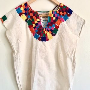 Mexican Oaxacan colorful embroidered shirt